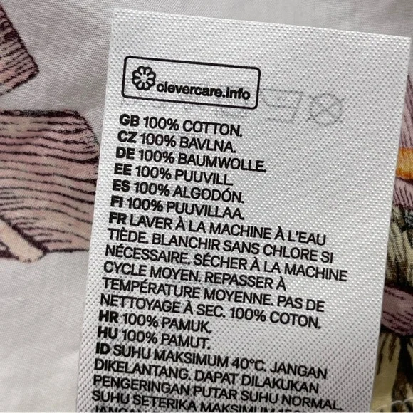 Desmond & Dempsey x H&M XS Cotton Banana Leaf Print Button Dress Puff Sleeve - Picture 14 of 15